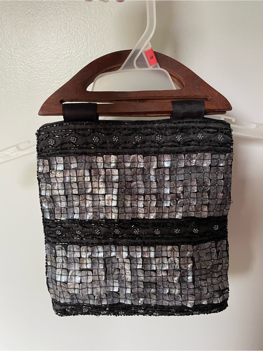 Expressions NYC Beaded Mosaic Evening Clutch Bag in Iridescent Gray